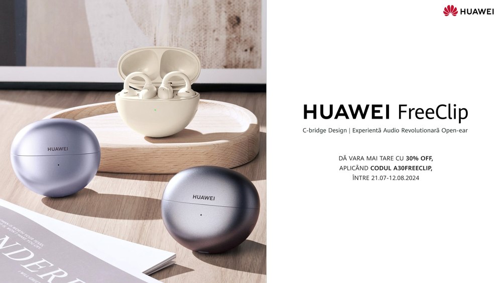 HUAWEI FreeClip amplifică distracția de vară: căști fashion și confortabile, cu specificații de top