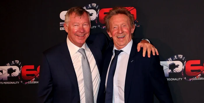 Denis Law și Sir Alex Ferguson, două legende ale lui Manchester United, în 2013. Foto Getty images