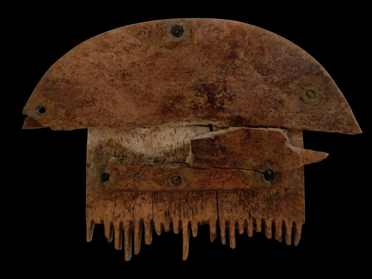 Pieptene antic din corn de cerb, descoperit în județul Neamț (©Facebook / Vasile Diaconu – archaeologist)