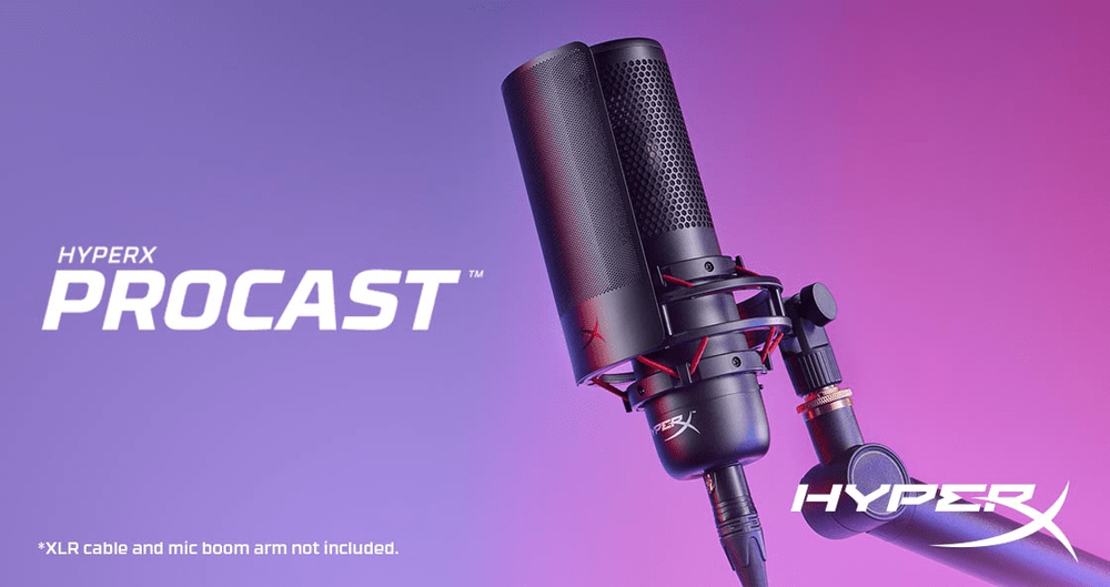 HyperX a anunțat microfonul HyperX ProCast XLR cu condensator cu diafragmă mare, suflat cu aur