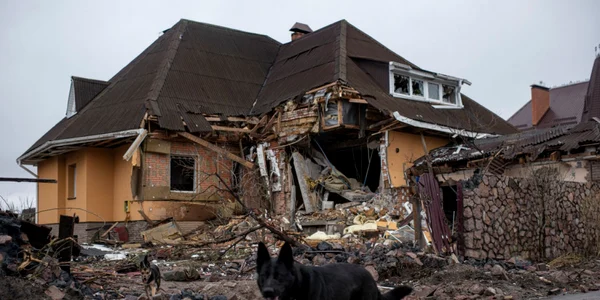 caine casa distrusa razboi ucraina dmitrivka langa kiev foto getty images