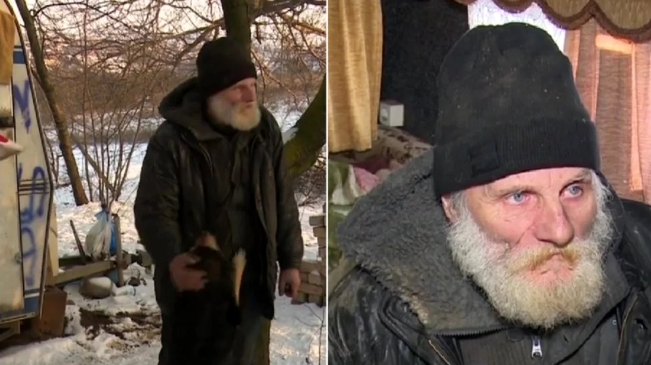 Bărbatul din Bârnova locuiește într-o rulotă FOTO Captură video