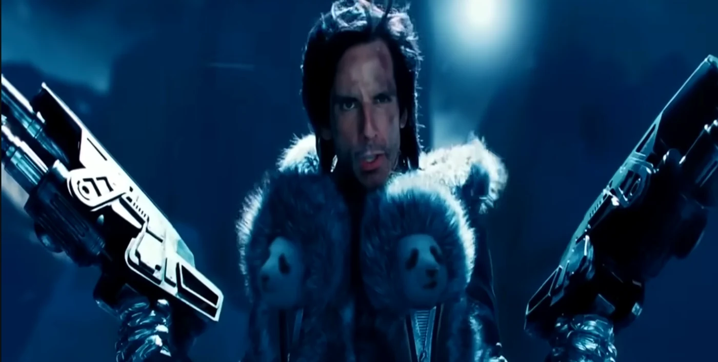 Bwn Stiller, în Tropic Thunder. Captură YouTube Rotten Tomatoes Classic Trailers
