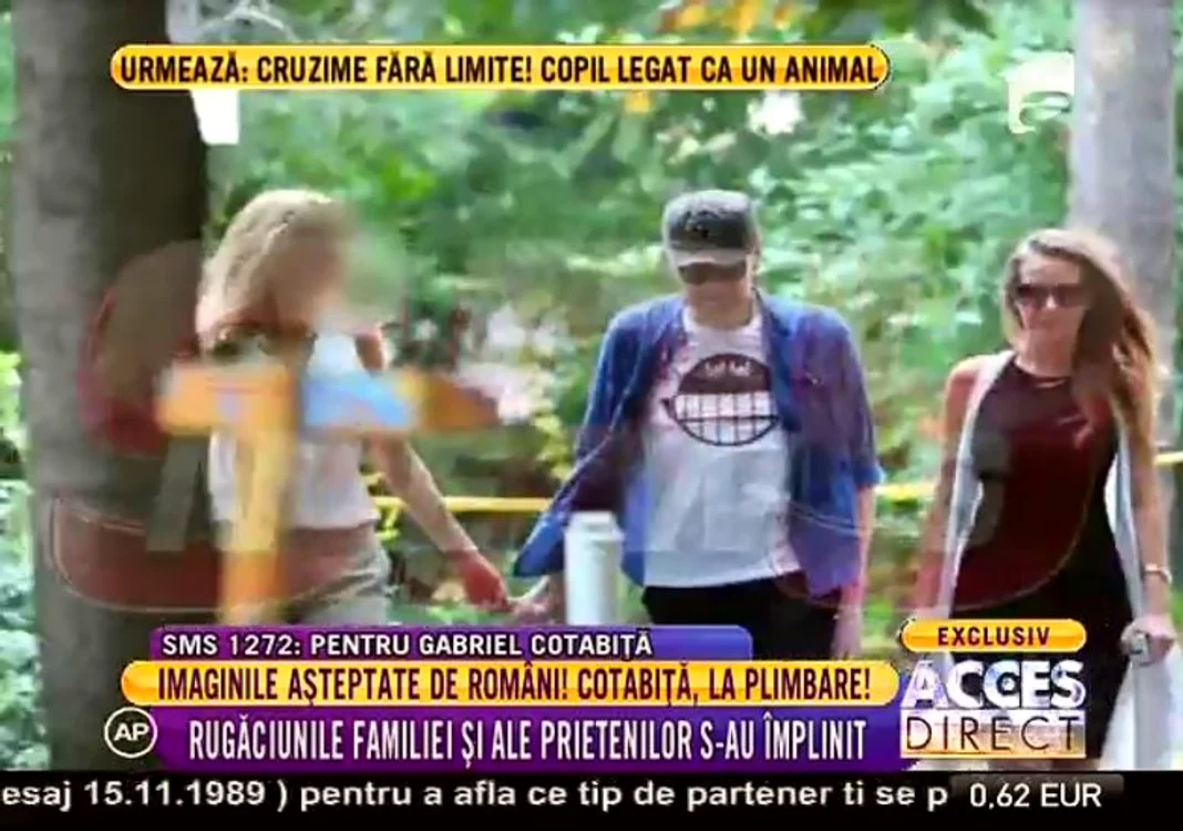 Gabriel a fost însoţit de una din fiicele sale şi iubita, cea care-l ţine de mână