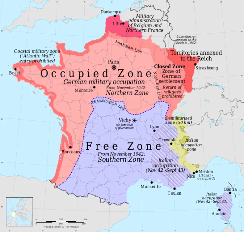 632px France map Lambert 93 with regions and departments occupation svg png png