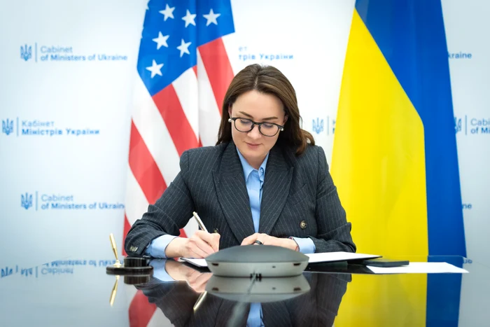 Ministrul Economiei din Ucraina a semnat acordul. FOTO: X / @Svyrydenko_Y