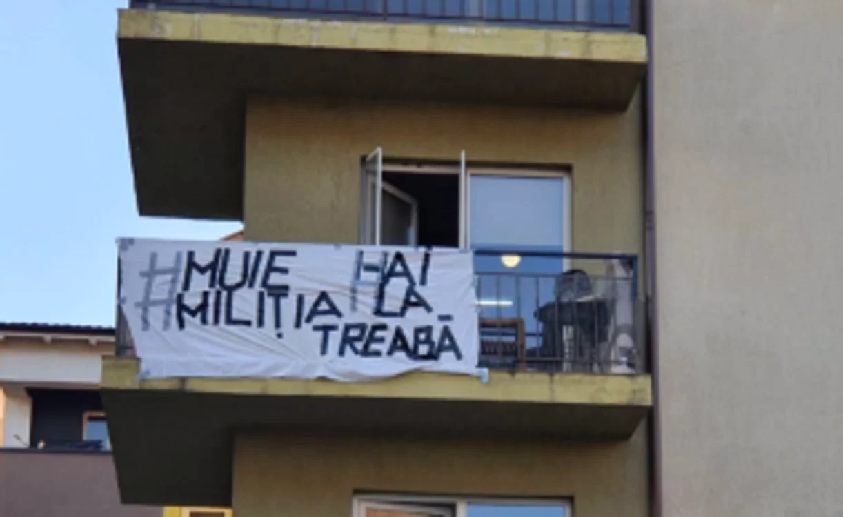 Bannerul pentru care a fost reţinut clujeanul. FOTO: Arhivă personală