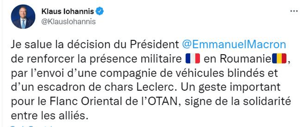 Iohannis, după ce Franța a anunțat ca își va consolida prezenta în România : Un gest important pentru flancul estic
