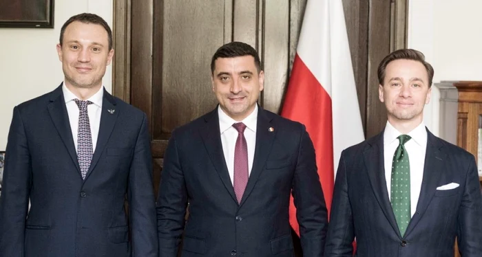 George Simion, alături de lideri suveranişti din Polonia. FOTO: Kancelaria Sejmu