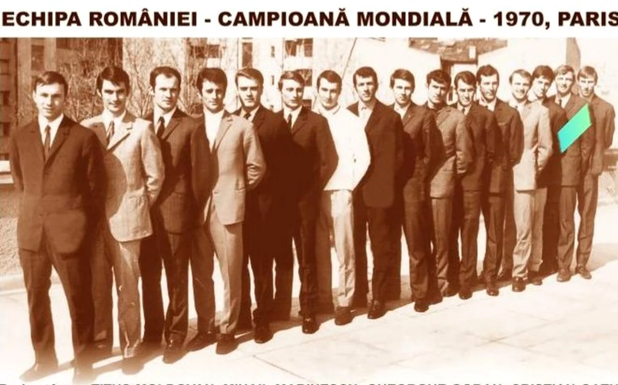 Ștefan Birtalan (al doilea de la dreapta la stânga), alături de coechipieri săi campioni mondiali în 1970