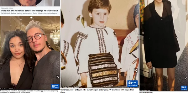 Transgenderul român din Marea Britanie și logodnica sa care doresc copii prin fertilizare in vitro Colaj Daily Mail