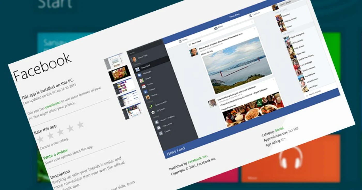 Facebook ajunge, în sfârşit, pe Windows 8. FOTO Adevărul (foto orig.: The Verge)