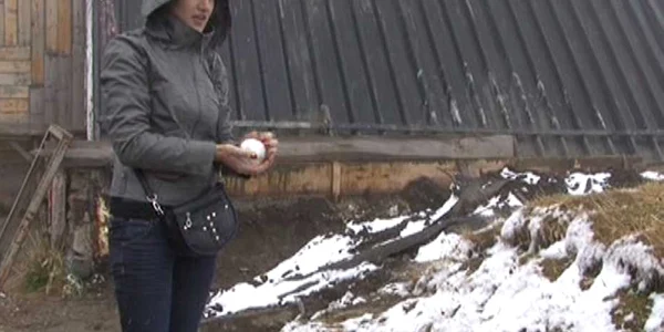 Turiştii au făcut bulgări de zăpadă