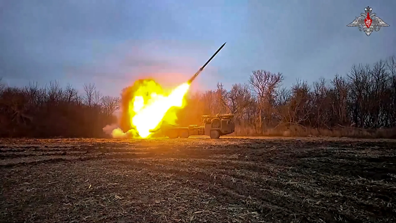 Lansator de rachete rus Uragan pe frontul din Kursk FOTO PROFIMEDIA/Ministerul rus al Apărării