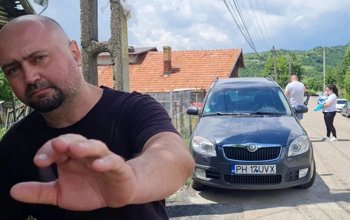 Fratele primarului din comuna Şotrile, în momentul în care a agresat jurnaliştii prezenţi duminică în comună, în timpul alegerilor locale FOTO Diana Frîncu