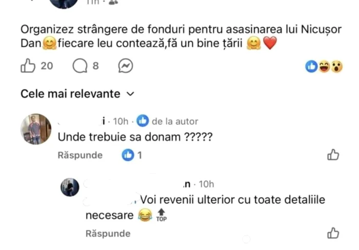 Postarea de pe Facebook