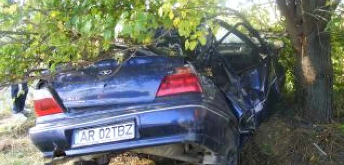 A intrat cu maşina într-un copac de pe marginea drumului