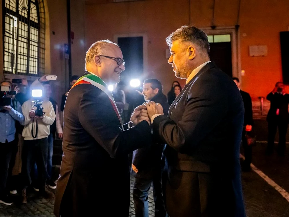 Premierul Marcel Ciolacu cu primarul orașului Roma, Roberto Gualtieri Foto: Instagram