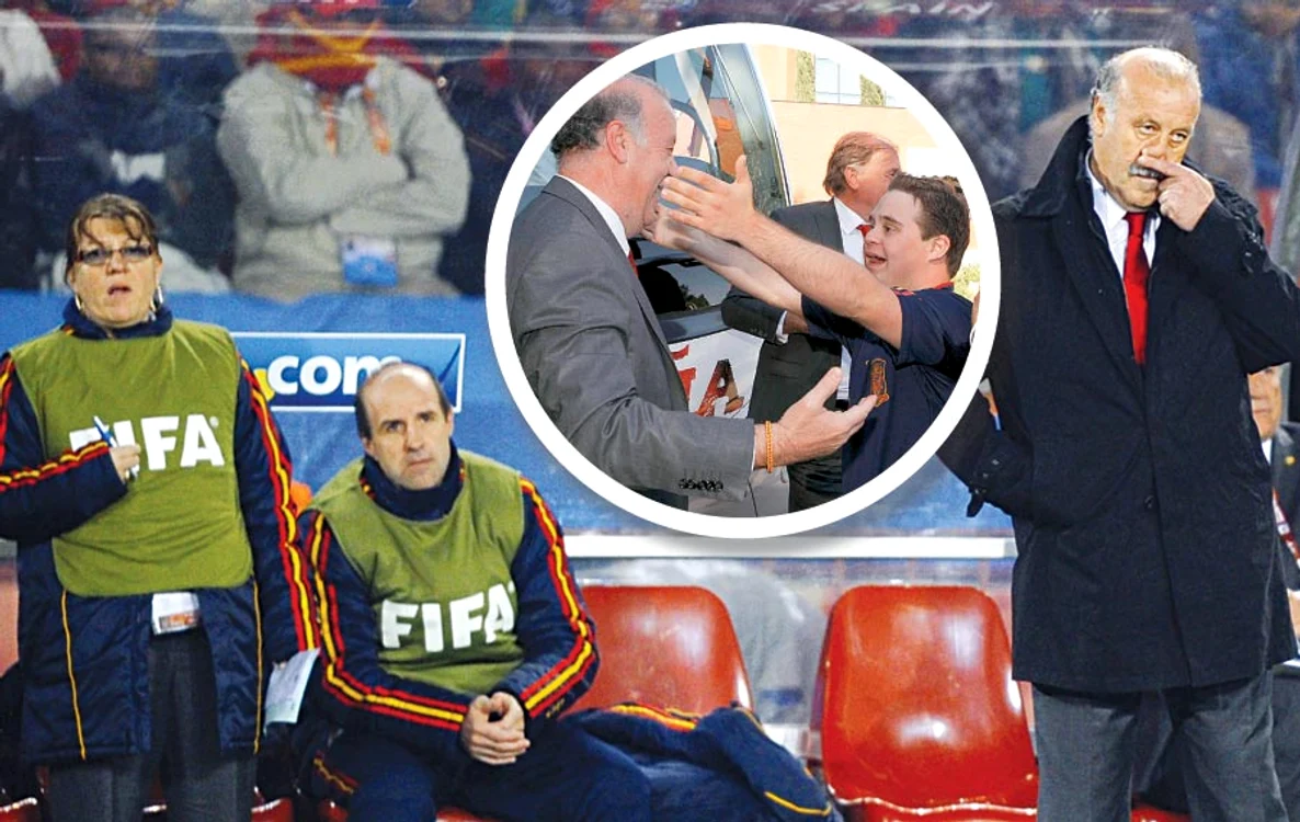 
    Întâlnire  emoţionantă. Vicente del Bosque a avut  parte de o surpriză plăcută  la Moncloa, unde, alături de  primul ministru Zapatero, a  fost întâmpinat şi de fiul  său Alvaro, care suferă  de sindromul Down  