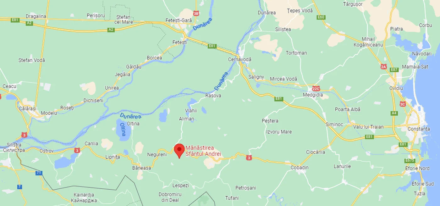 Localizarea mănăstirii pe hartă FOTO: Google Maps