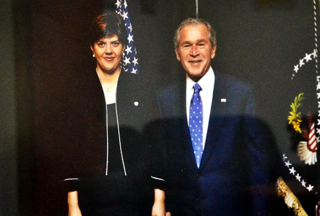 Laura Codruţa Kovesi, procurorul-şef al DNA, şi George W. Bush, fostul preşedinte al Statelor Unite