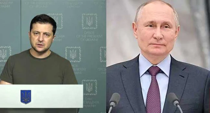 Război în Ucraina. Preşedintele ucrainean Volodimir Zelenski şi omologul său rus, Vladimir Putin