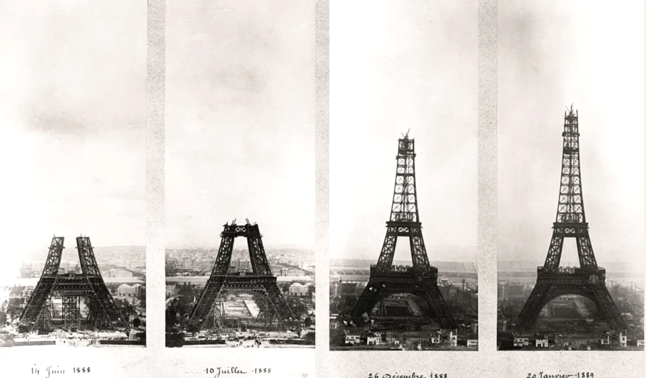 Diferite etape de construcție ale turnului din paris (Historia)