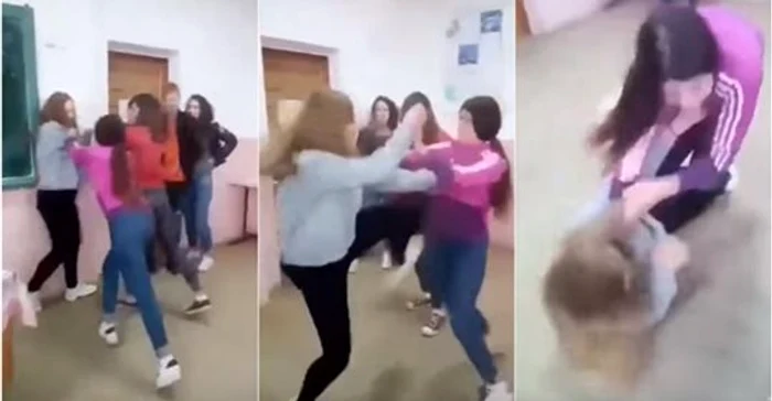 
    Trei eleve de 15 ani s-au bătut cu pumnii și picioarele, s-au tras de păr și s-au dat cu capul de tablăFoto: captura youtube  