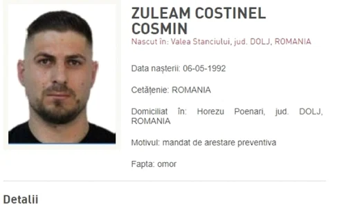 Cosmin Zuleam zis „Olteanu” unul dintre suspecții crimei din Sibiu Foto Poliția Română