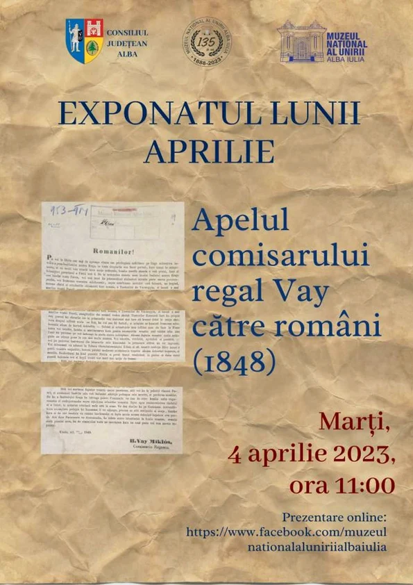 Un apel din 1848, prin care li se cerea românilor transilvăneni să fie loiali „patriei” maghiare, expus la Muzeul Național al Unirii 