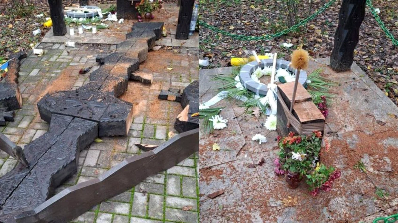 Troița distrusă de la Tâncăbești