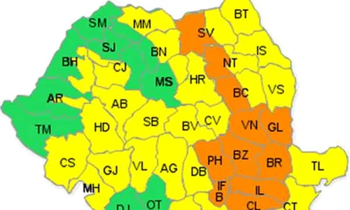Cod portocaliu de ploi şi vijelii în 11 judeţe şi Bucureşti  jpeg