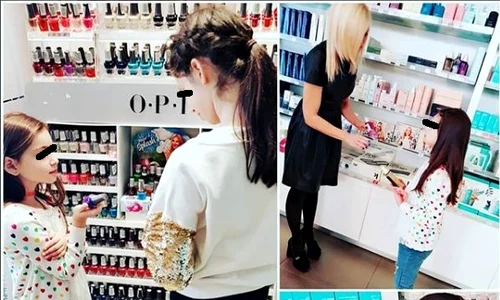 Violeta, fiica Andreei Marin, și verișoara sa, împreună într un magazin de cosmetice jpeg