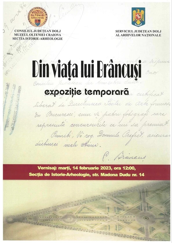 „Din viața lui Brâncuși”, expoziție temporară la  Muzeul Olteniei din Craiova 