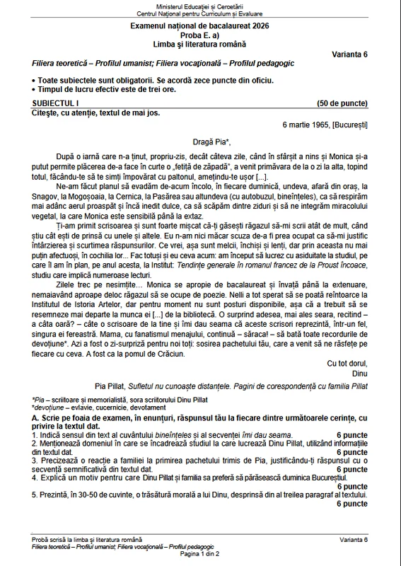 Subiecte Bacalaureat 2026, Limba Română, Uman (1) png