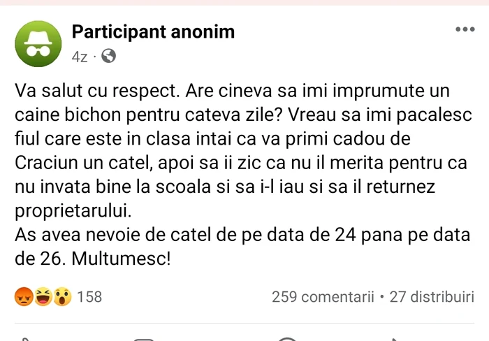 Val de reacții după o postare pe internet Foto: Donații București/Facebook