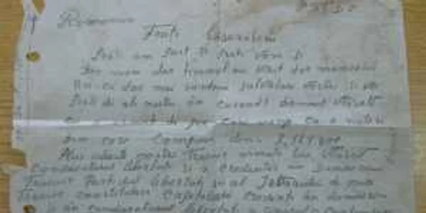 Foaia volantă scrisă de Ion Griţco la 26 noiembrie 1945
