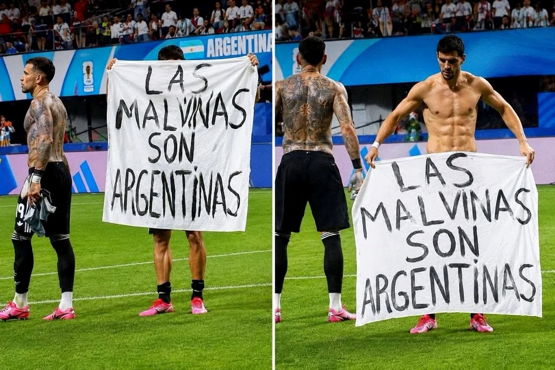 Argentina a afișat un banner despre Insulele Falkland după victoria cu Anglia. FOTO: X