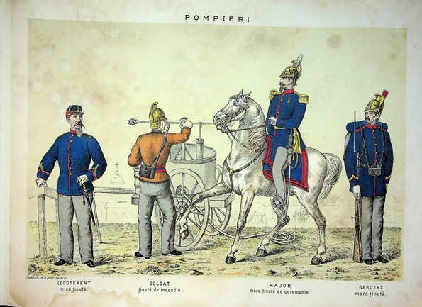 Pompieri, în Albumul Armatei Române 1873 (© Arhivele Naționale ale României)