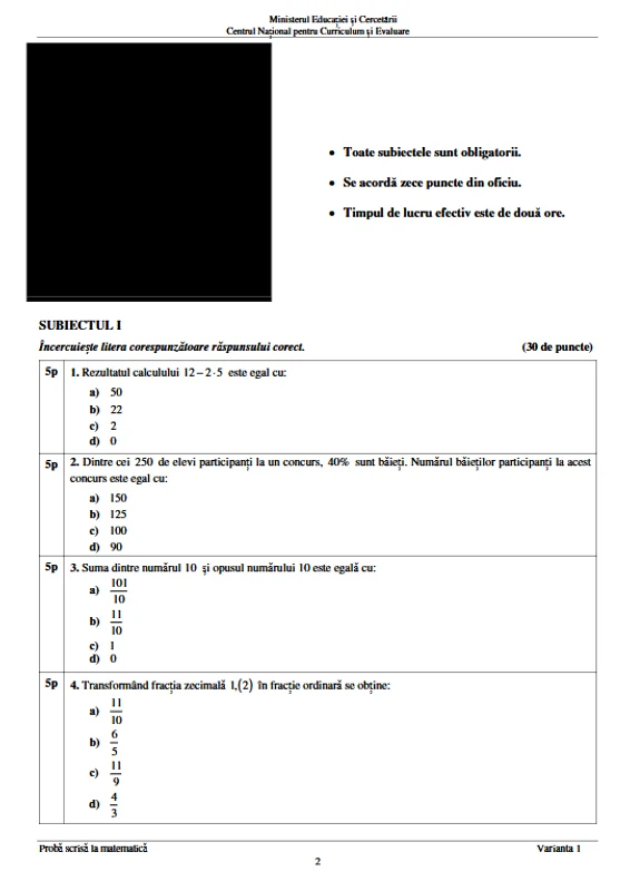 Subiecte Evaluarea Națională 2026, proba Matematică (1) png