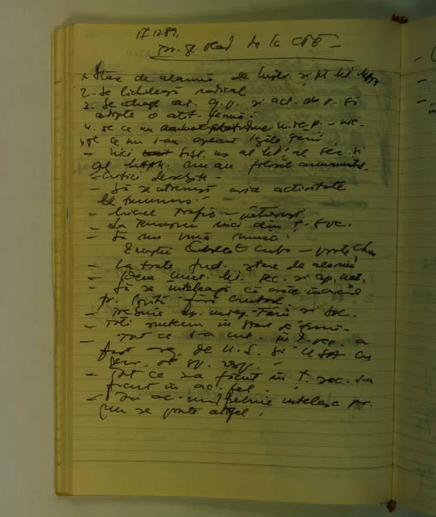 Pagină din agenda generalului-maior Ștefan Alexie, secretar de stat FOTO: CNSAS