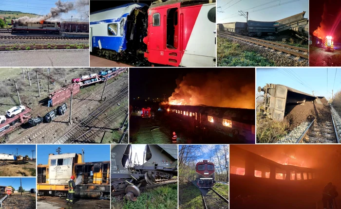 Incidente feroviare produse în România în ultimele luni Foto Colaj