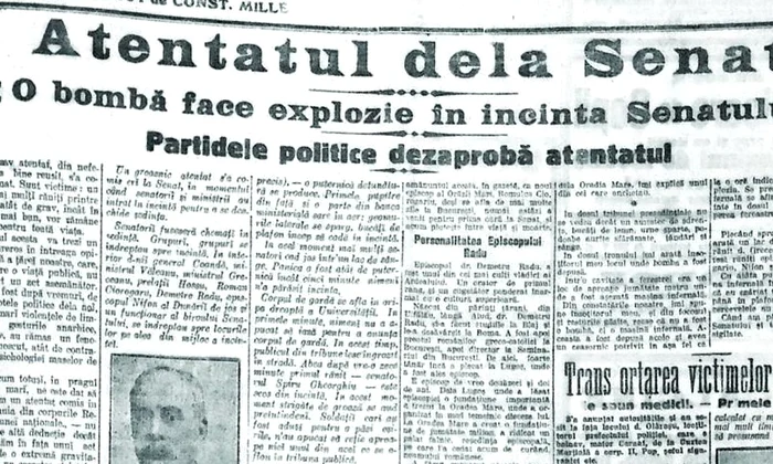 Calendar 8 decembrie: 1920   Atentatul cu bombă din Senatul României: Ministrul Justiției și doi senatori au fost uciși de explozia unui obuz jpeg