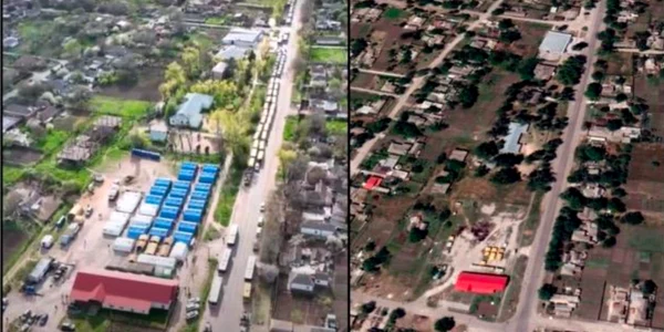 Filmare cu drona arată tabăra de filtrare din satul Bezimenne FOTO info-res.org