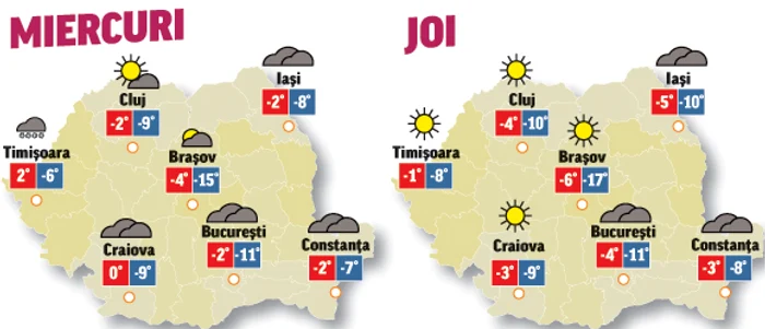 Prognoza meteo pentru umrătoarele două zile anunță că vreme revine la valorile termice specifice perioadei