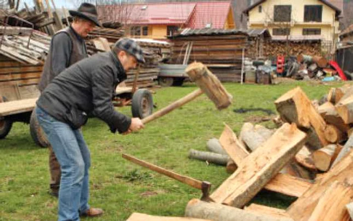 Bărbaţii aleg să se recreeze la spart de lemne  