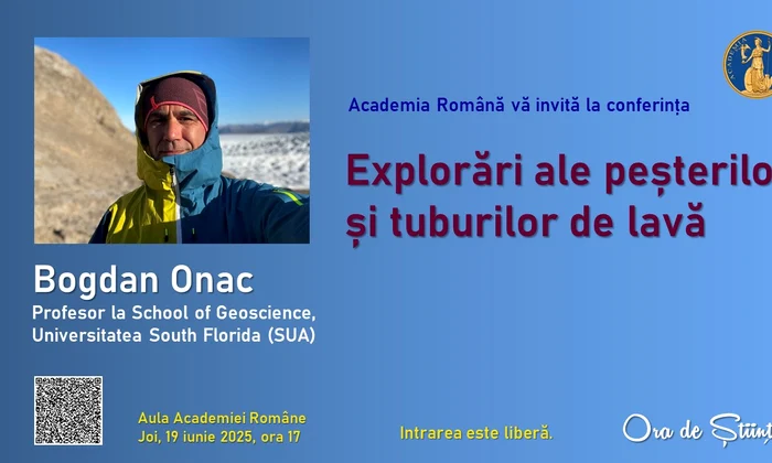 Conferință dedicată explorărilor din peșteri, susținută de prof. Bogdan Onac de la Universitatea South Florida 
