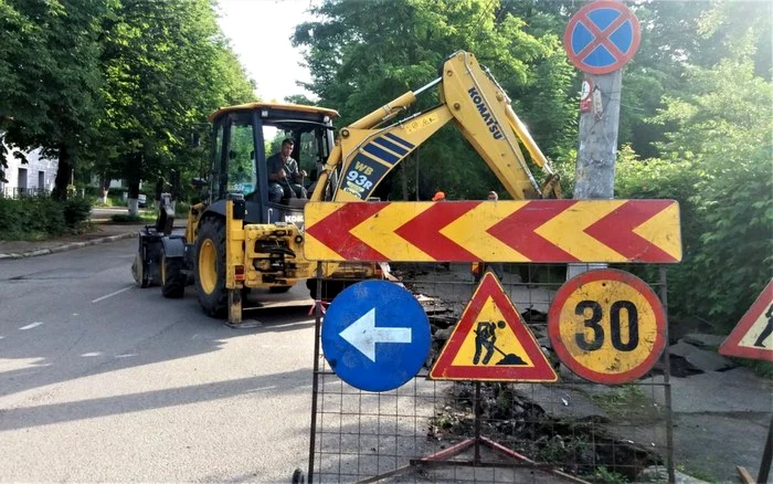 Lucrări la infrastructura rutieră în Hunedoara. Foto: Primăria Huendoara