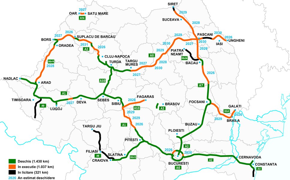 Autostrada Moldovei, traseul complet. Ce tronsoane au fost deschise și ce se inaugurează în 2026, pe A7 Ploiești - Siret