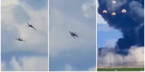 Coliziune între două avioane militare americane la un show aviatic din Idaho, SUA. Toți cei patru membri ai echipajului s-au catapultat în siguranță FOTO captura video X/@Breaking911